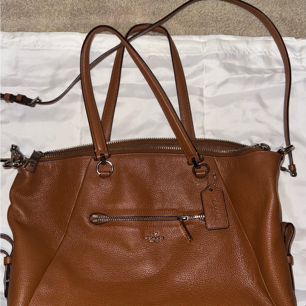 Authentic Coach Prairie satchel in saddle pebble leather